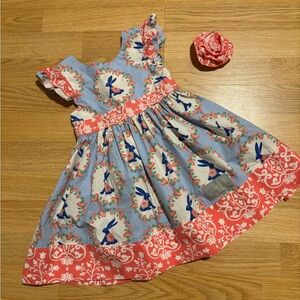 “Eleanor Rose” dress with matching bow size 2 in excellent condition